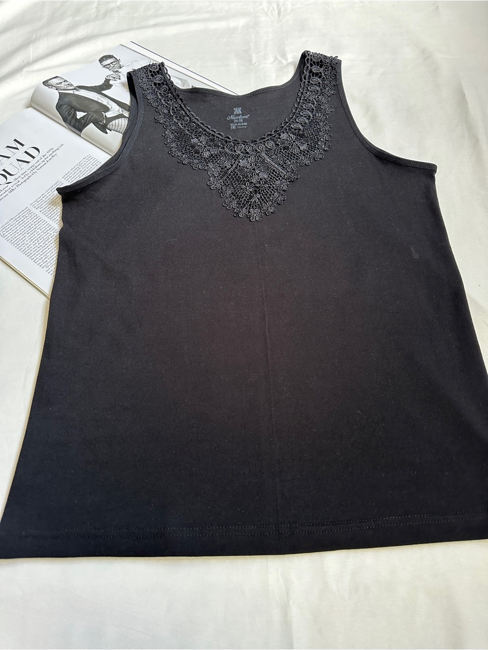 3/50$Black Women's Lace-Trim Tank Top - Picture 12 of 13